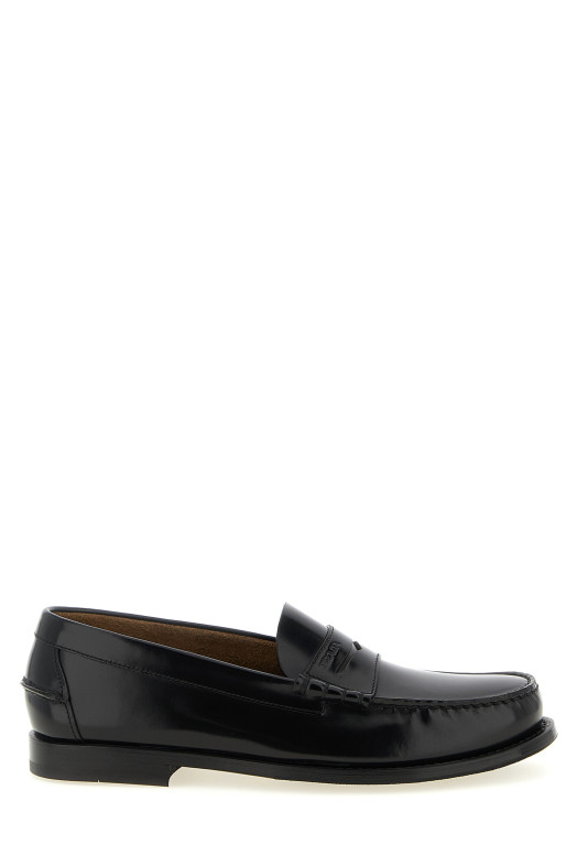 Brushed leather loafers Black