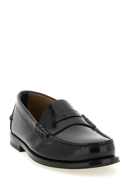 Brushed leather loafers Black