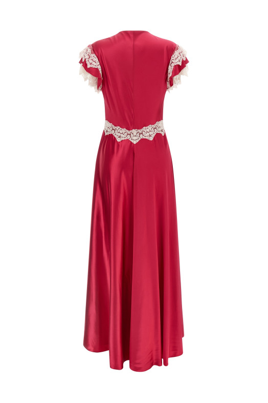 Satin and lace dress Fuchsia