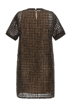 Sequin mesh dress Brown