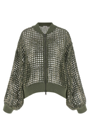'Dazzling Net Embroidery' cardigan Green
