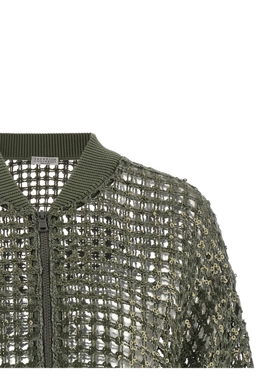 'Dazzling Net Embroidery' cardigan Green