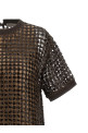 Sequin mesh dress Brown