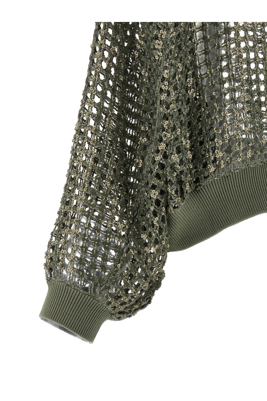 'Dazzling Net Embroidery' cardigan Green