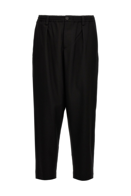 Tropical wool crop pants Black
