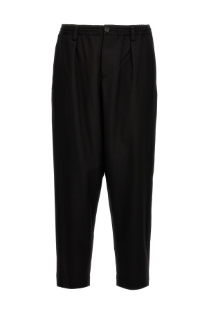 Tropical wool crop pants Black