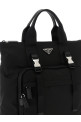 Re-Nylon and Saffiano backpack shopping bag Black