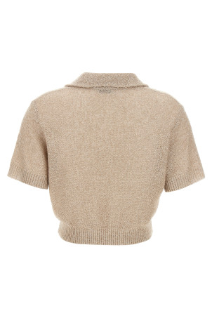 Sequin polo shirt Beige