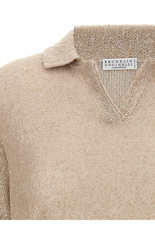 Sequin polo shirt Beige