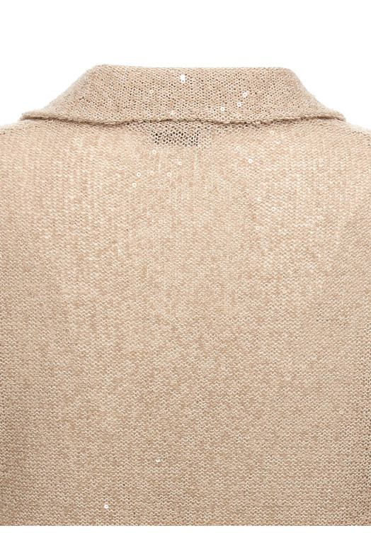 Sequin polo shirt Beige