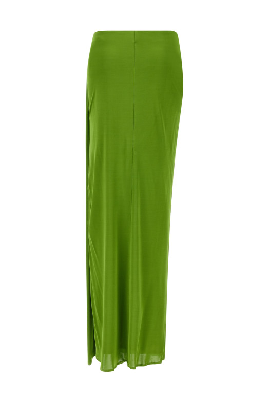Shiny viscose skirt Green