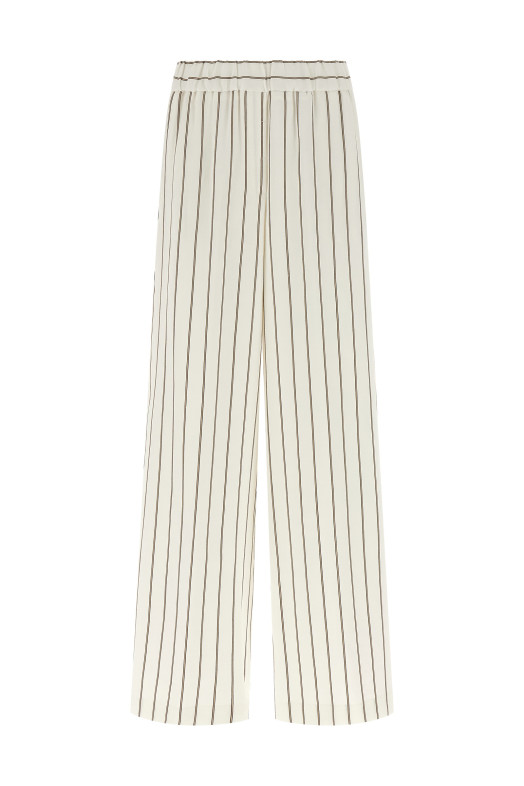 Pinstriped twill pants White