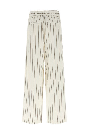 Pinstriped twill pants White