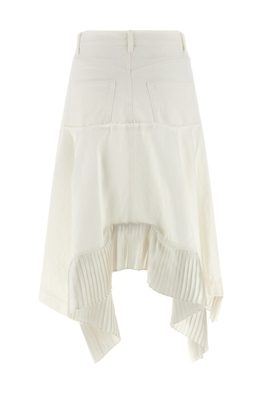 Satin denim skirt White