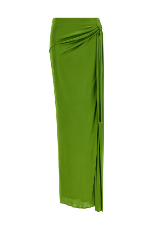 Shiny viscose skirt Green