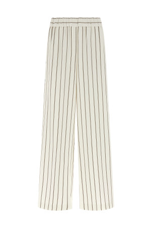 Pinstriped twill pants White