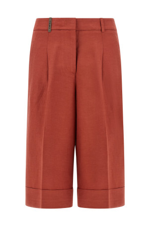 Linen viscose bermuda shorts Red