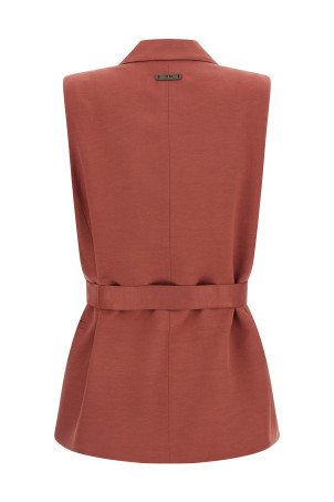 Linen viscose vest Red