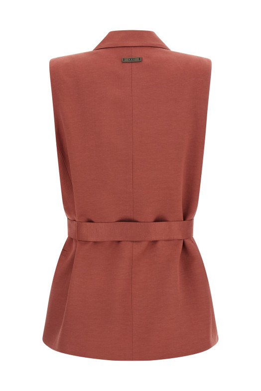 Linen viscose vest Red