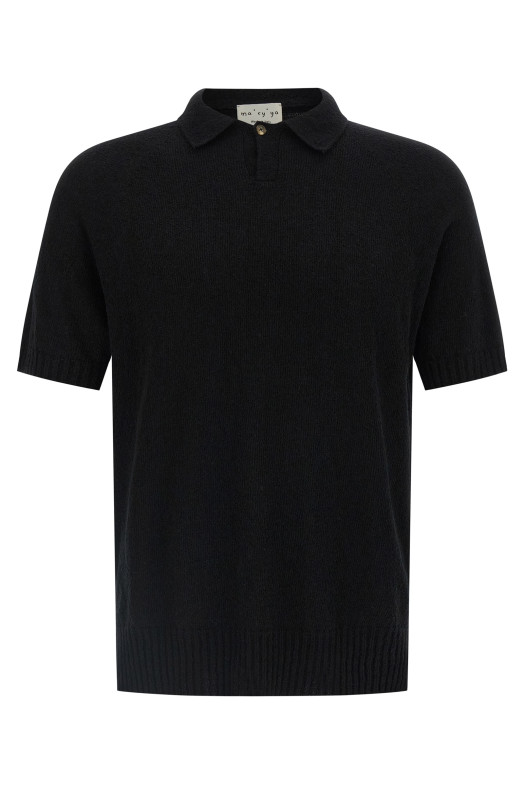 Spongy effect polo shirt Black