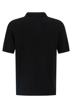 Spongy effect polo shirt Black