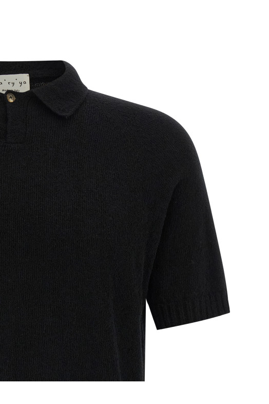 Spongy effect polo shirt Black
