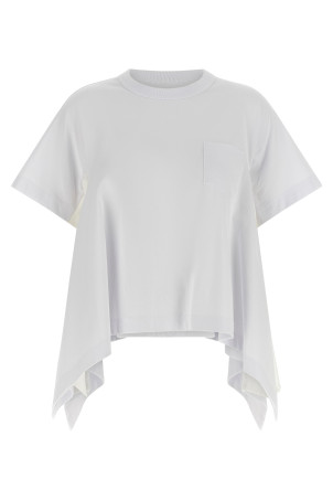 Denim insert t-shirt White