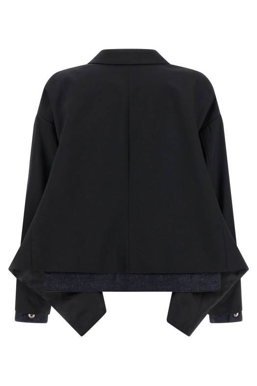 Denim insert blazer Black