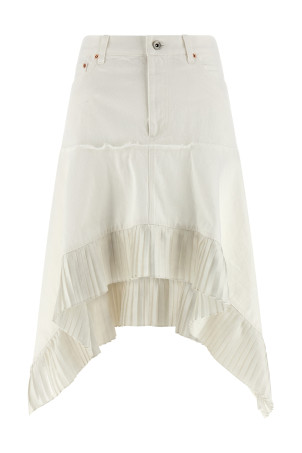 Satin denim skirt White