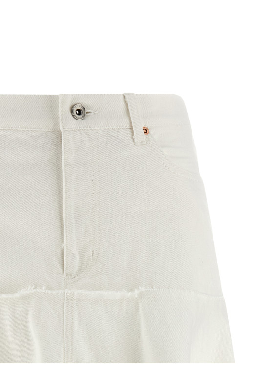 Satin denim skirt White