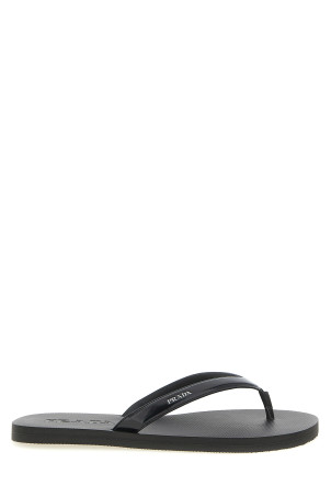 Leather thong sandals Black