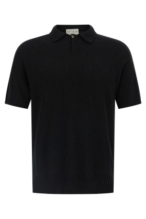 Spongy effect polo shirt Black