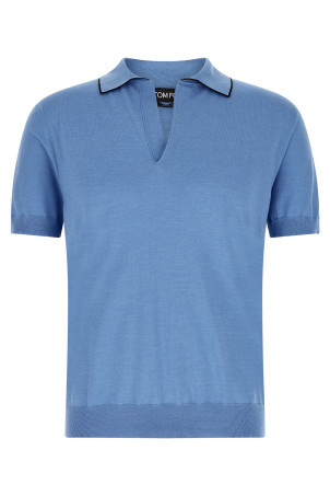 Cotton and silk polo shirt BLUE