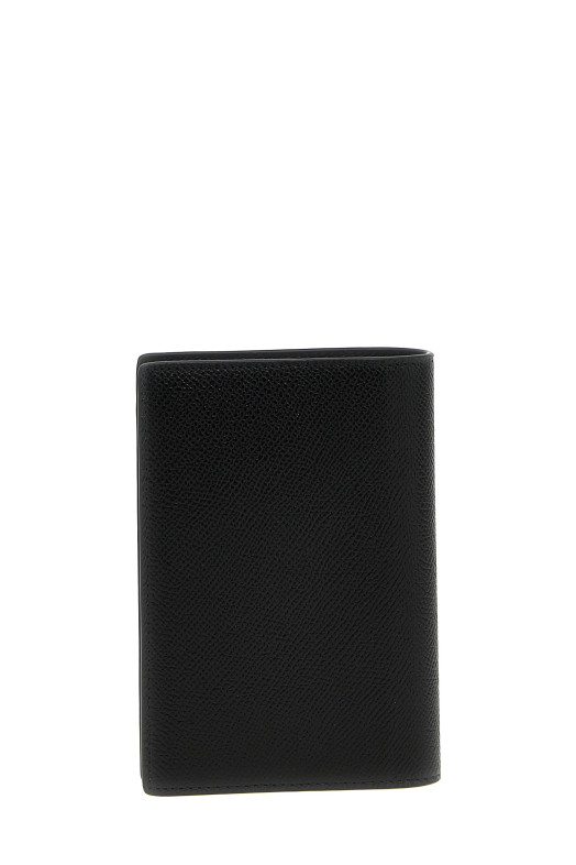 Logo leather passport holder Black