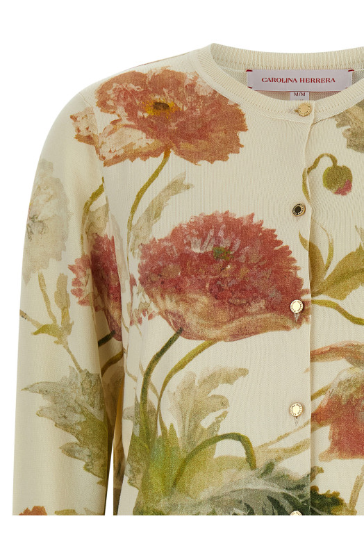 Floral print cardigan White