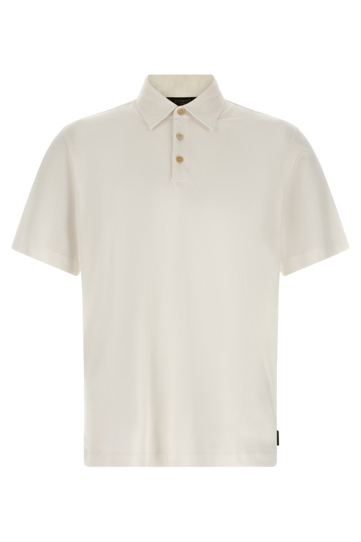 Cotton silk polo shirt White