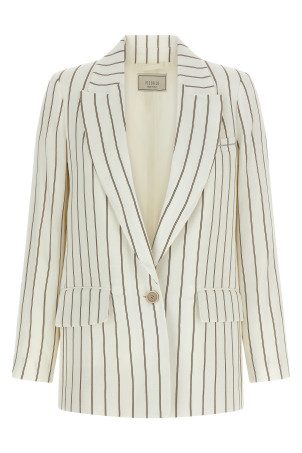 Pinstripe twill blazer White