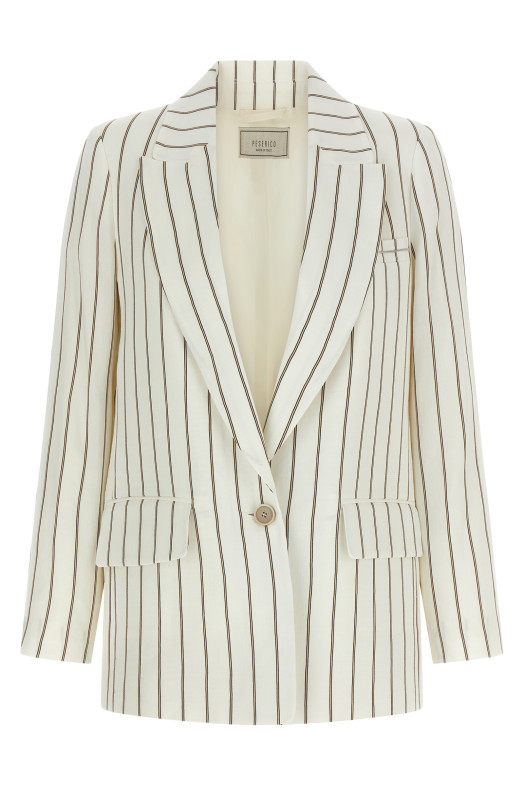 Pinstripe twill blazer White