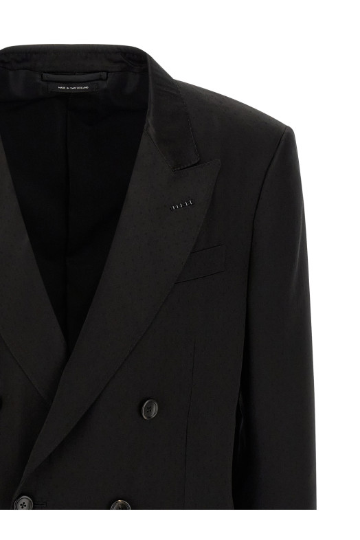 Tone-on-tone polka dot blazer Black