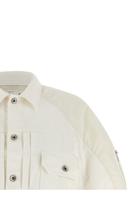 Hybrid bomber jacket White