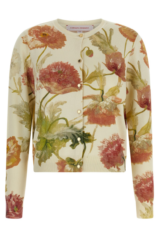 Floral print cardigan White