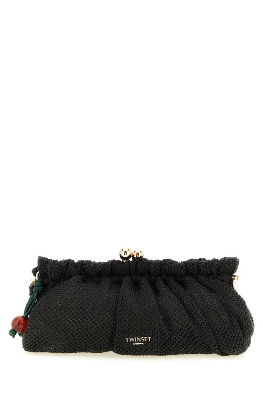 Braided raffia clutch Black