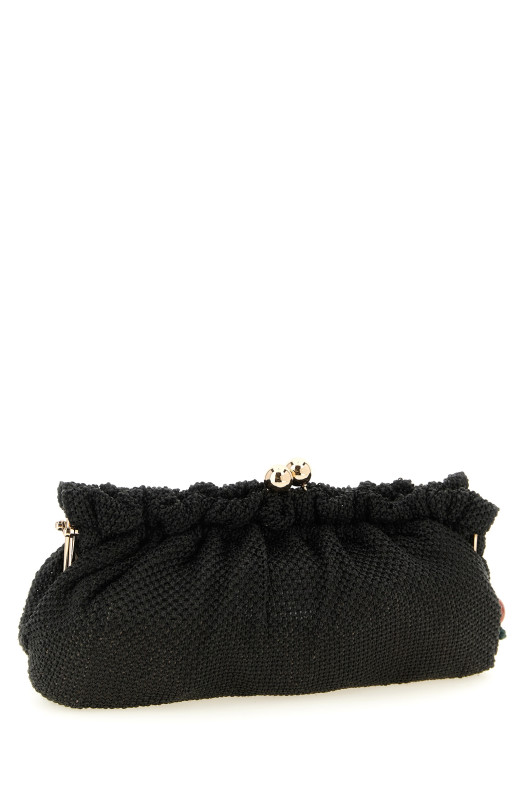 Braided raffia clutch Black