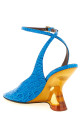 Embossed leather sandals BLUE