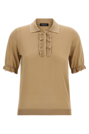 Cotton silk polo shirt Beige