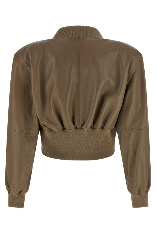 Cropped bomber jacket Brown