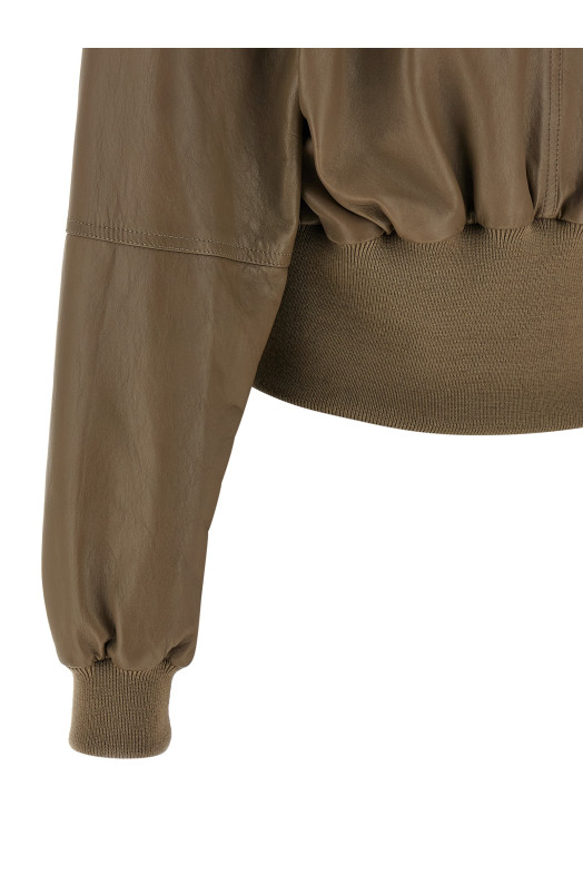 Cropped bomber jacket Brown