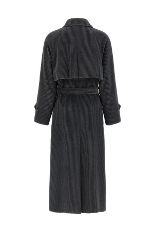 Ribbed velvet trench coat Gray