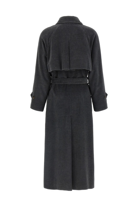 Ribbed velvet trench coat Gray