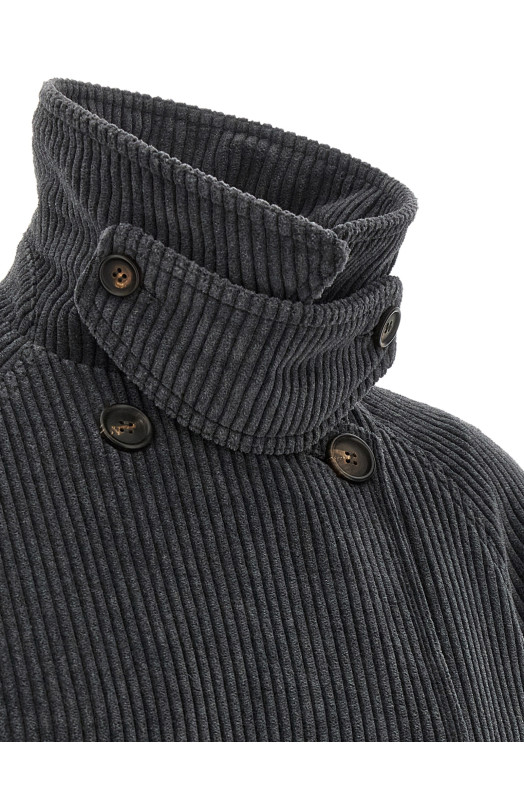 Ribbed velvet trench coat Gray